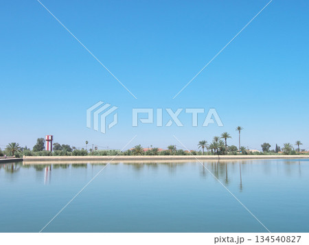 モロッコ　マラケシュ　メナラ庭園　貯水池　5月 134540827