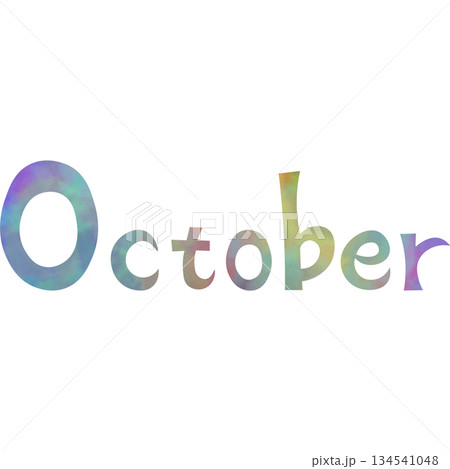 綺麗な水彩模様のOctoberのアイコンのイメージのイラスト 134541048