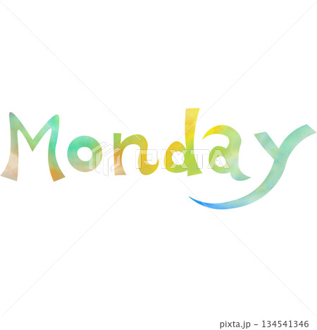 綺麗な水彩模様のMondayのアイコンのイメージのイラスト 134541346