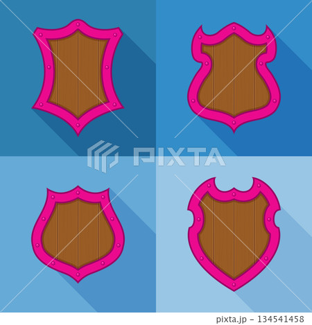Collection of pink shields with shadows Collection of pink shields with shadows 134541458