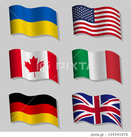 Vector set of wavy flags 134541478