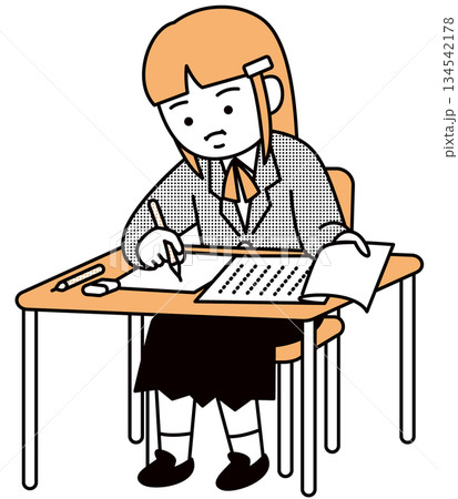 試験を受ける女子高生 試験を受ける女子高生 134542178