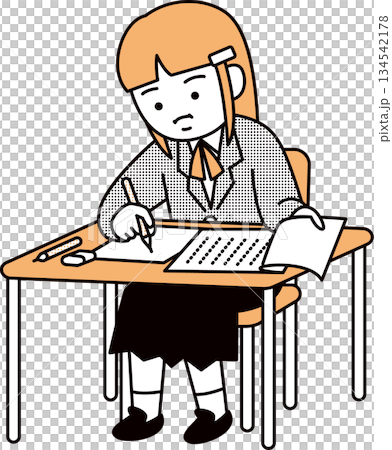 High school girl taking an exam 134542178