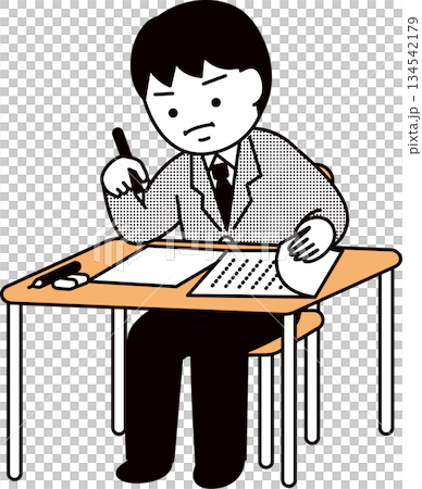 高中男生正在考試 134542179