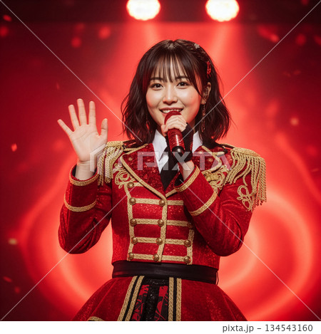 女性アイドル　ライブ　赤イメージ 134543160