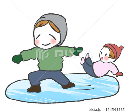 氷の上を滑る子供達 氷の上を滑る子供達 134545385