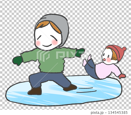 氷の上を滑る子供達 氷の上を滑る子供達 134545385
