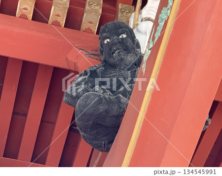 杉並木に囲まれた羽黒山の石段 134545991