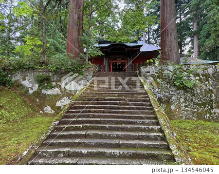 杉並木に囲まれた羽黒山の石段 杉並木に囲まれた羽黒山の石段 134546045