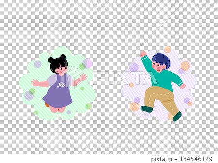 Illustration of children jumping cheerfully Illustration of children jumping cheerfully 134546129