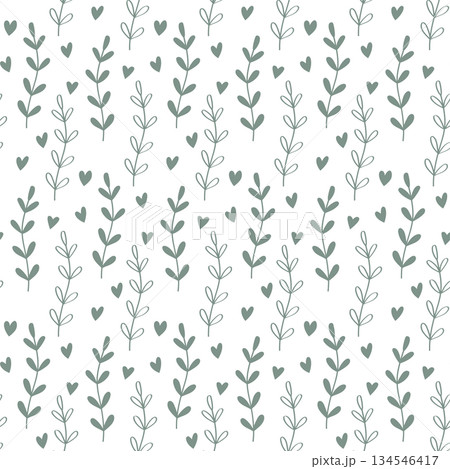 Leaf background. Green leaves seamless pattern for paper, cover, fabric, interior decor and other	 134546417