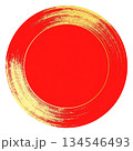 優雅な赤と金色の円、丸、円形素材 134546493