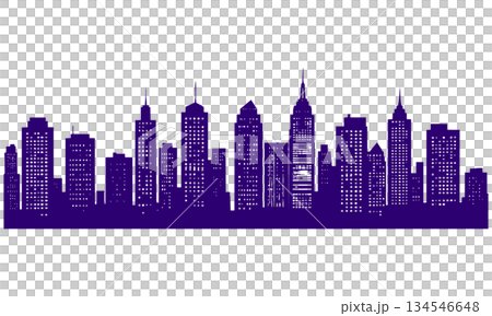 夜景中閃閃發光的建築物的輪廓 134546648