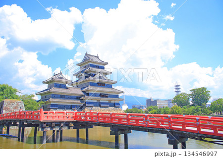 長野県松本市、国宝松本城の風景 134546997