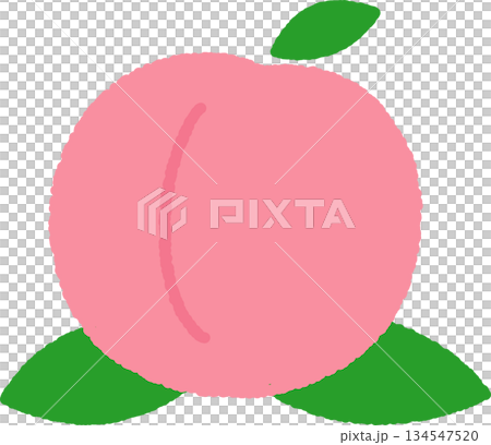 手書き風のアイコン　桃 134547520