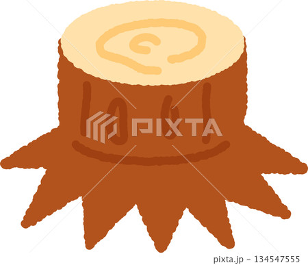 手書き風のアイコン　切り株 134547555