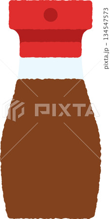 手書き風の単品アイコンイラスト　醤油瓶 134547573