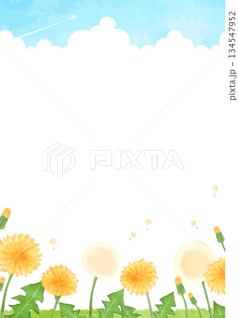 タンポポと青空の風景イラスト 134547952