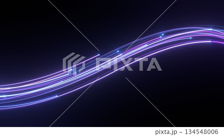 紫のネオンのケーブルが右肩上がりに走るスタイリッシュなCGイラストカード 134548006