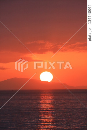 明石海峡大橋の夕景とマイロードバイク 明石海峡大橋の夕景とマイロードバイク 134548064