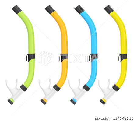 Set of diving mask and snorkel for snorkeling on white background. Set of diving mask and snorkel for snorkeling on white background. 134548510