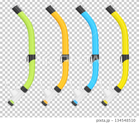 Set of diving mask and snorkel for snorkeling on white background. Set of diving mask and snorkel for snorkeling on white background. 134548510
