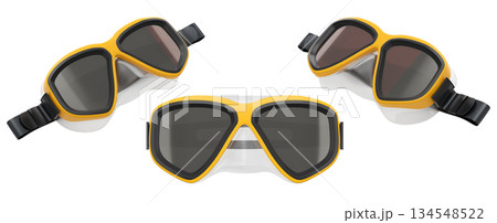 Set of diving mask and snorkel for snorkeling on white background. 134548522