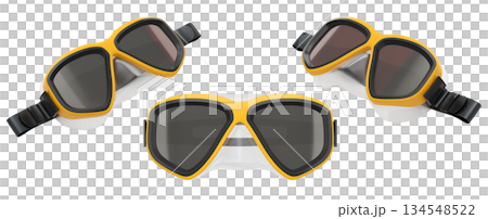 Set of diving mask and snorkel for snorkeling on white background. 134548522