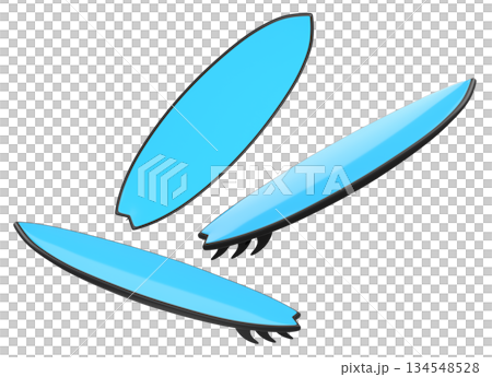 Set of surfboard for summer surfing on surf board on white background. 134548528