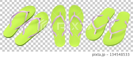 Set of beach flip-flops or sandals for summer holidays on white background. Set of beach flip-flops or sandals for summer holidays on white background. 134548533
