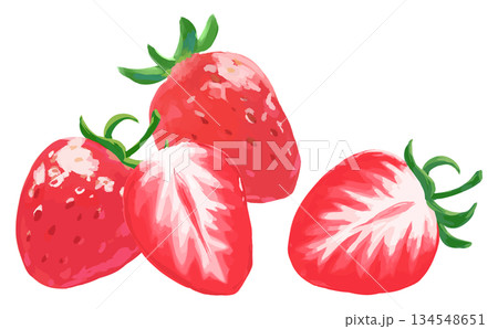 苺手描きイラスト_4つ 苺手描きイラスト_4つ 134548651