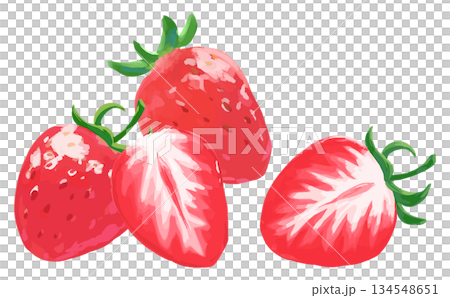 苺手描きイラスト_4つ 苺手描きイラスト_4つ 134548651