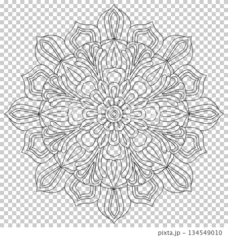 Intricate floral mandala line art for adult coloring page and zen meditation design Intricate floral mandala line art for adult coloring page and zen meditation design 134549010