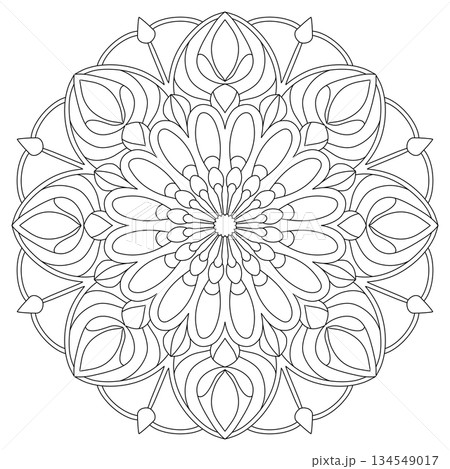 Intricate lotus flower mandala line art for adult coloring page and zen meditation Intricate lotus flower mandala line art for adult coloring page and zen meditation 134549017