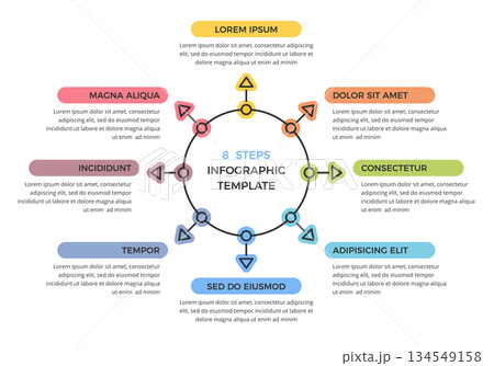 Eight Step Circular Infographic Templateのイラスト素材 [134549158] - PIXTA