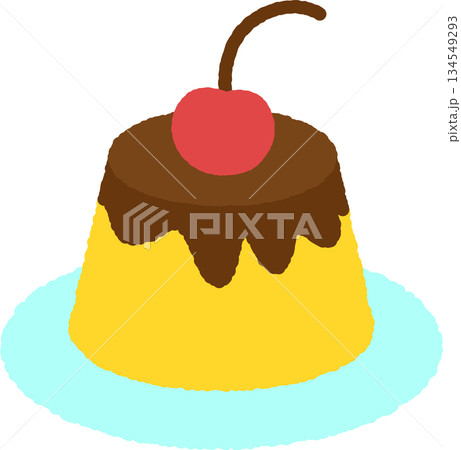 手書き風の単品アイコンイラスト　食べ物　プリン 134549293