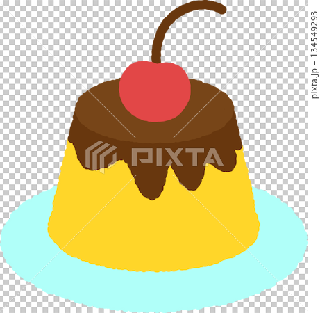 手書き風の単品アイコンイラスト　食べ物　プリン 134549293