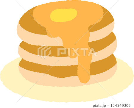 手書き風の単品アイコンイラスト　料理　ホットケーキ 134549303