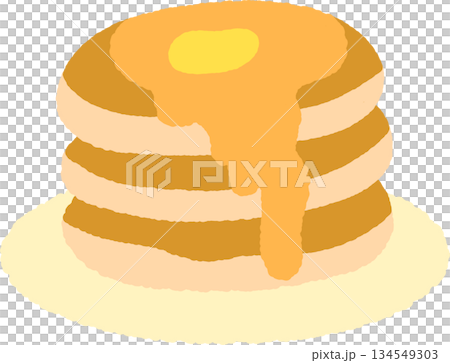 手書き風の単品アイコンイラスト　料理　ホットケーキ 134549303