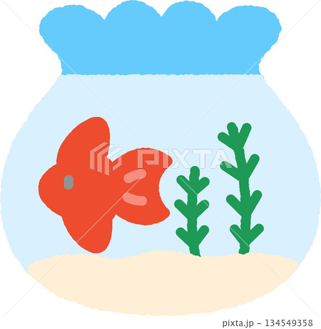 手書き風の単品アイコンイラスト　金魚鉢 134549358
