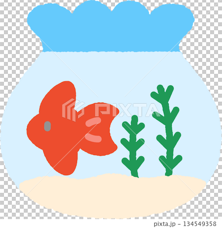 手書き風の単品アイコンイラスト　金魚鉢 134549358