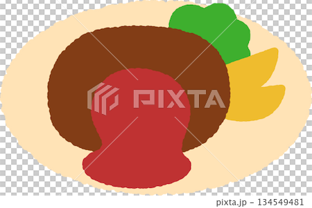 暖かいハンバークとポテトと野菜のアイコン 134549481