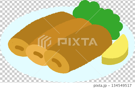 Hand-drawn single icon illustration: Food, spring rolls Hand-drawn single icon illustration: Food, spring rolls 134549517