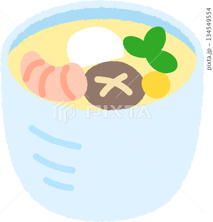 手書き風の単品アイコンイラスト　茶碗蒸し 134549554