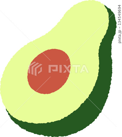 手書き風の単品アイコンイラスト　果物　アボカド 134549694