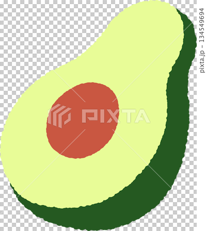 手書き風の単品アイコンイラスト　果物　アボカド 134549694
