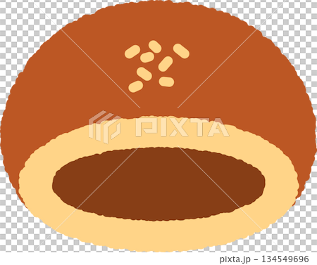 手書き風の単品アイコンイラスト　食べ物　あんぱん 134549696