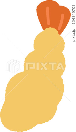 手書き風の単品アイコンイラスト　食べ物　エビフライ 134549705