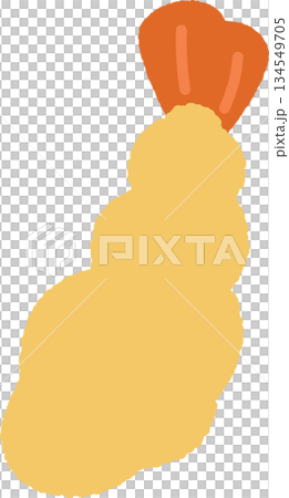 手書き風の単品アイコンイラスト　食べ物　エビフライ 134549705