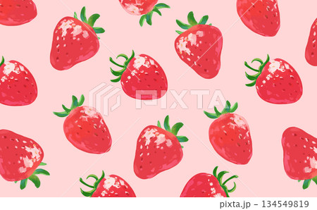 苺_シンプル手描き背景_横_ピンク 134549819